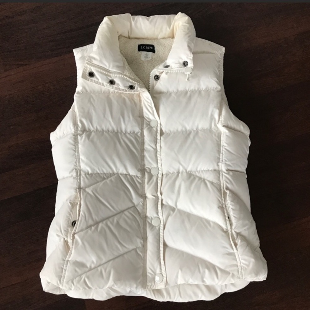 J. Crew medium cream-colored warm puffy vest